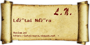 Létai Nóra névjegykártya